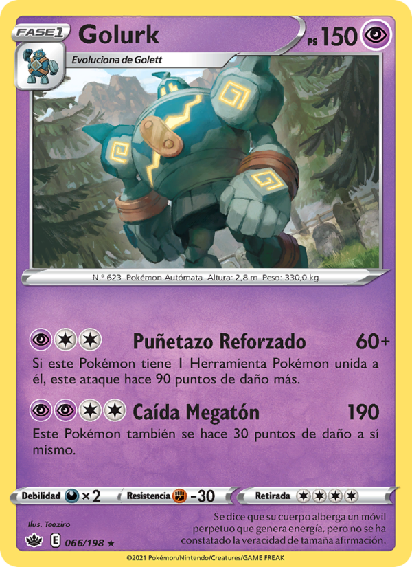 Golurk 66 — Chilling Reign (Spanish Pokémon TCG card)