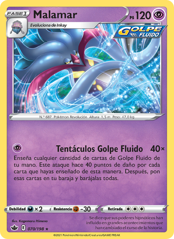 Malamar 70 — Chilling Reign (Spanish Pokémon TCG card)
