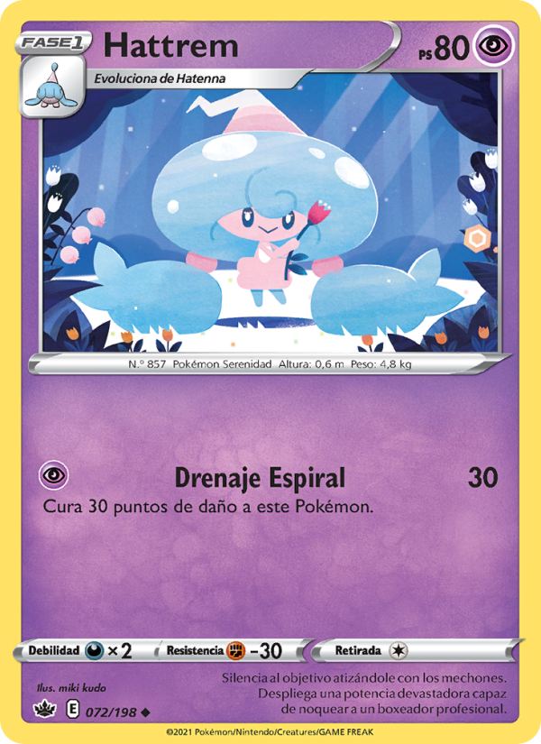 Hattrem 72 — Chilling Reign (Spanish Pokémon TCG card)