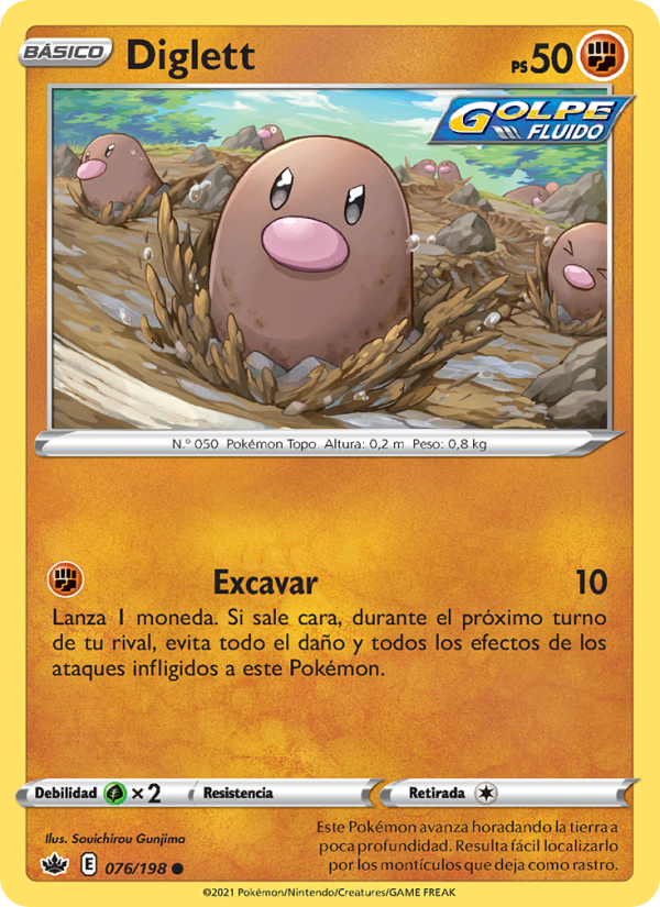 Diglett 76 — Chilling Reign (Spanish Pokémon TCG card)