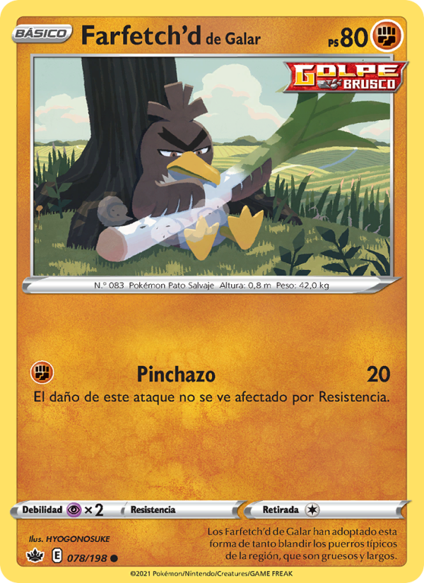 Farfetch'd de Galar 78 — Chilling Reign (Spanish Pokémon TCG card)