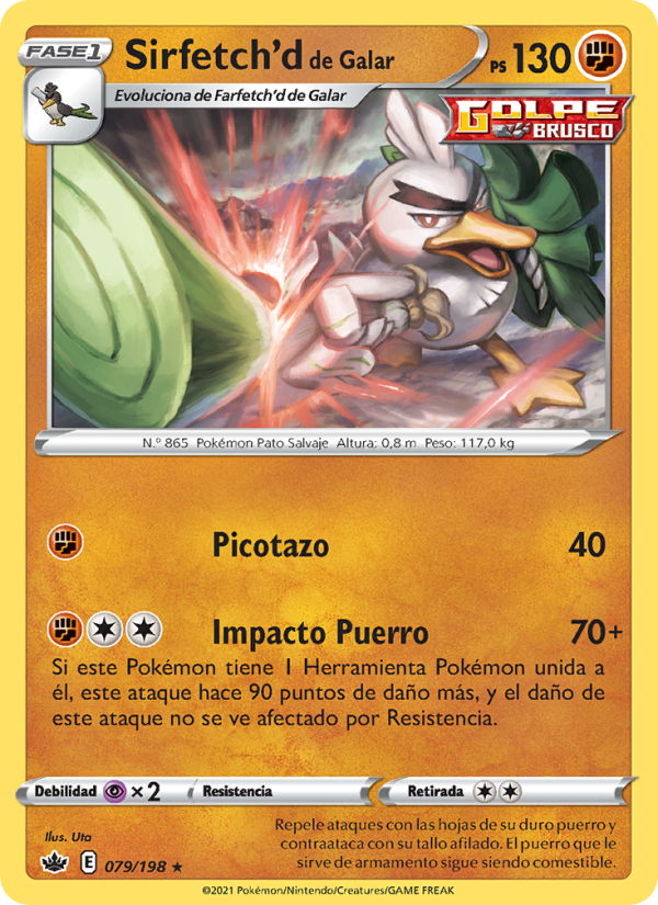 Sirfetch'd de Galar 79 — Chilling Reign (Spanish Pokémon TCG card)