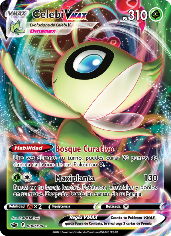 Celebi VMAX 8 — Chilling Reign (Spanish Pokémon TCG card)