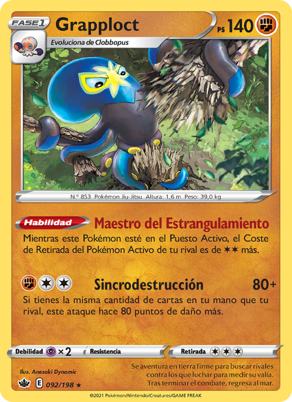 Grapploct 92 — Chilling Reign (Spanish Pokémon TCG card)