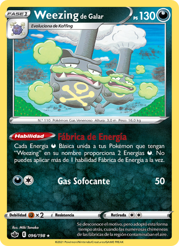 Weezing de Galar 96 — Chilling Reign (Spanish Pokémon TCG card)