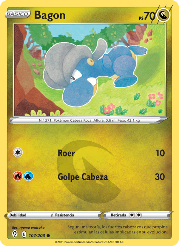 Bagon 107 — Evolving Skies (Spanish Pokémon TCG card)