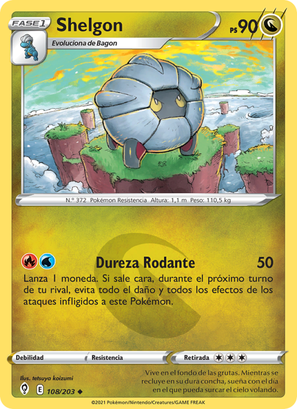Shelgon 108 — Evolving Skies (Spanish Pokémon TCG card)