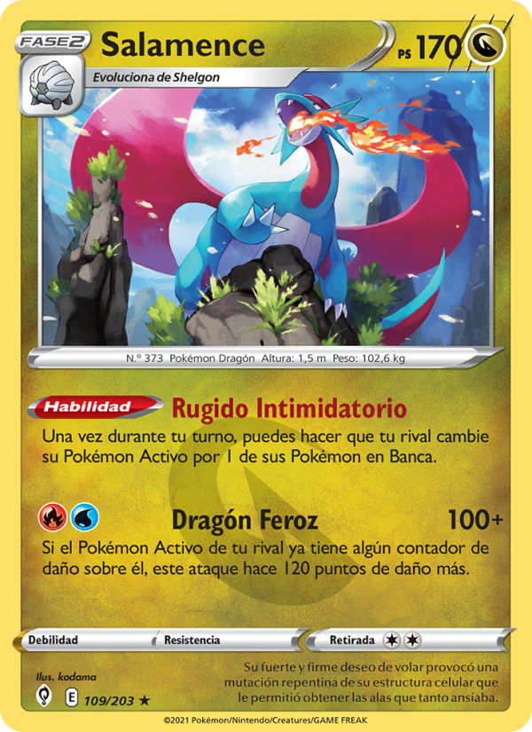 Salamence 109 — Evolving Skies (Spanish Pokémon TCG card)