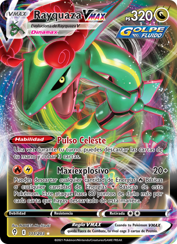 Rayquaza VMAX 111 — Evolving Skies (Spanish Pokémon TCG card)