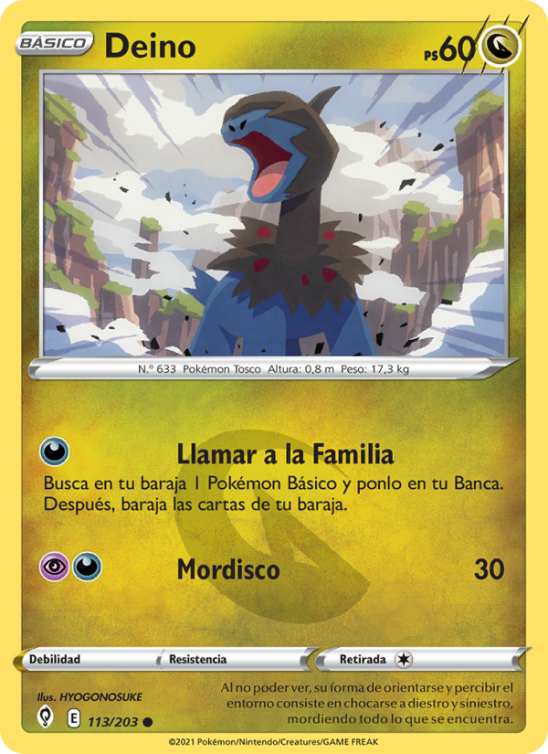 Deino 113 — Evolving Skies (Spanish Pokémon TCG card)