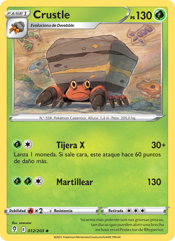 Crustle 12 — Evolving Skies (Spanish Pokémon TCG card)