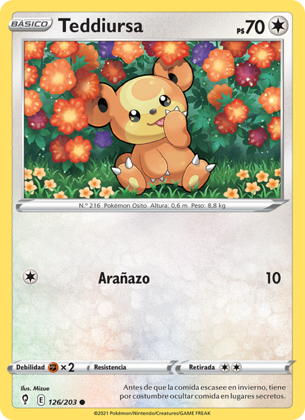 Teddiursa 126 — Evolving Skies (Spanish Pokémon TCG card)