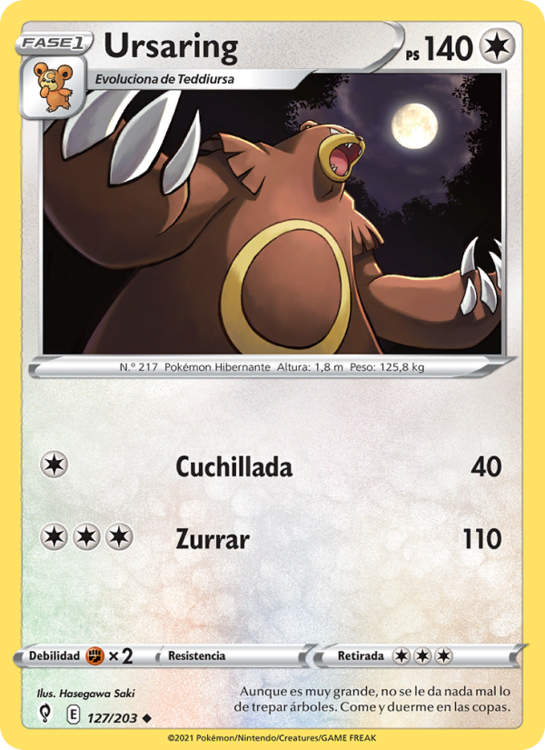 Ursaring 127 — Evolving Skies (Spanish Pokémon TCG card)