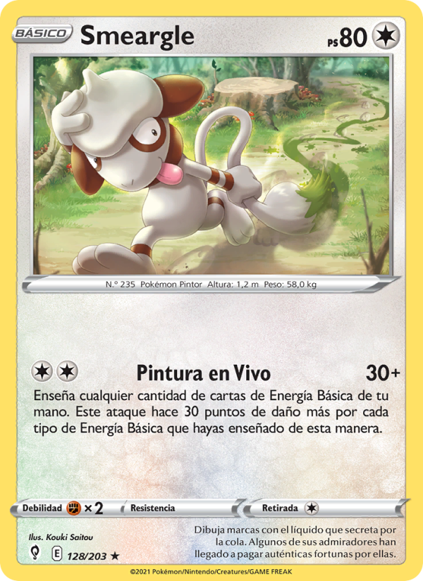 Smeargle 128 — Evolving Skies (Spanish Pokémon TCG card)