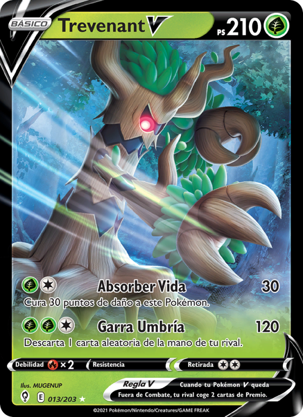 Trevenant V 13 — Evolving Skies (Spanish Pokémon TCG card)