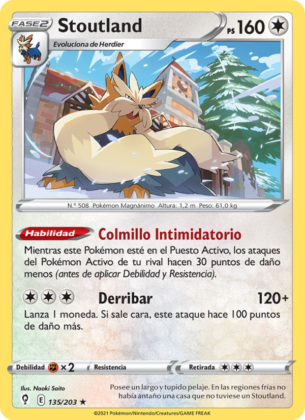 Stoutland 135 — Evolving Skies (Spanish Pokémon TCG card)