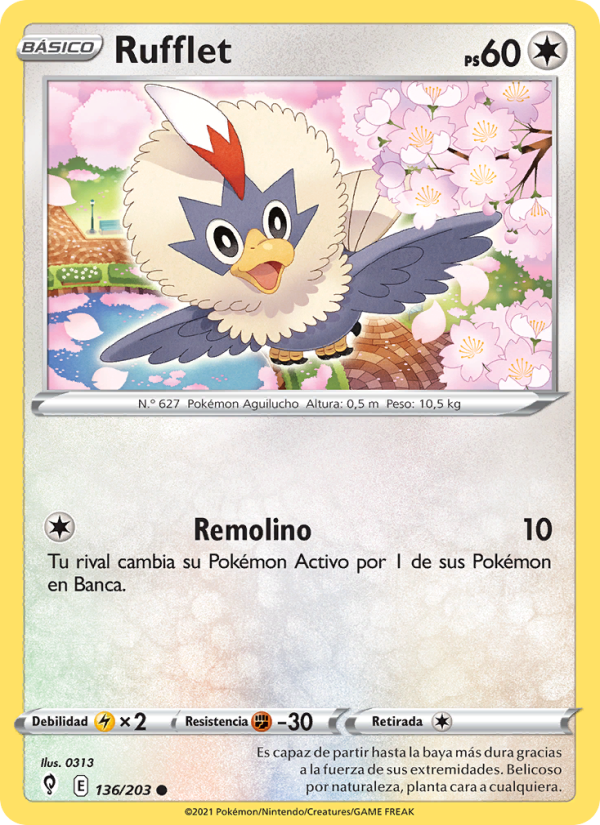 Rufflet 136 — Evolving Skies (Spanish Pokémon TCG card)