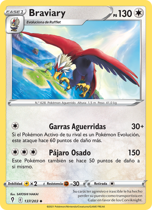 Braviary 137 — Evolving Skies (Spanish Pokémon TCG card)