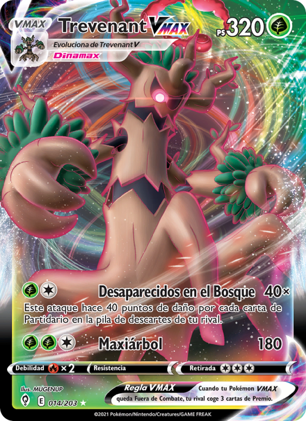 Trevenant VMAX 14 — Evolving Skies (Spanish Pokémon TCG card)