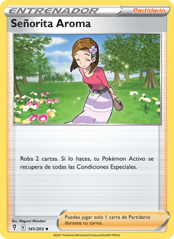 Señorita Aroma 141 — Evolving Skies (Spanish Pokémon TCG card)