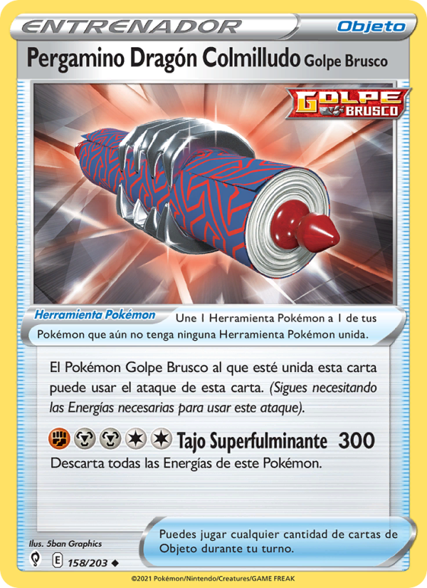 Pergamino Dragón Colmilludo Golpe Brusco 158 — Evolving Skies (Spanish Pokémon TCG card)