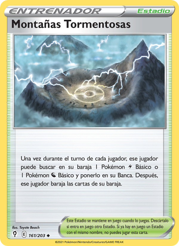Montañas Tormentosas 161 — Evolving Skies (Spanish Pokémon TCG card)