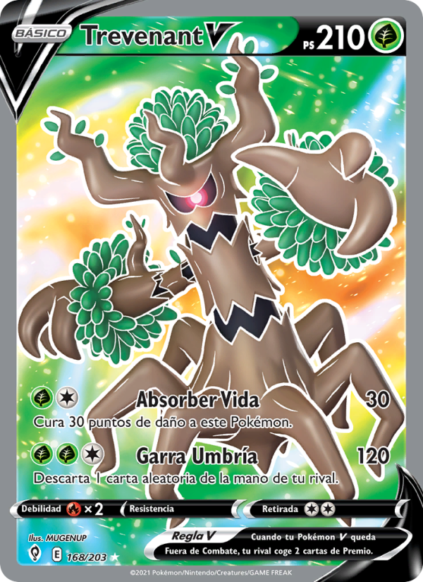 Trevenant V 168 — Evolving Skies (Spanish Pokémon TCG card)