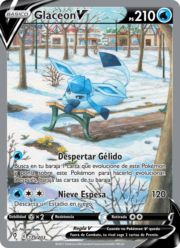 Glaceon V 175 — Evolving Skies (Spanish Pokémon TCG card)
