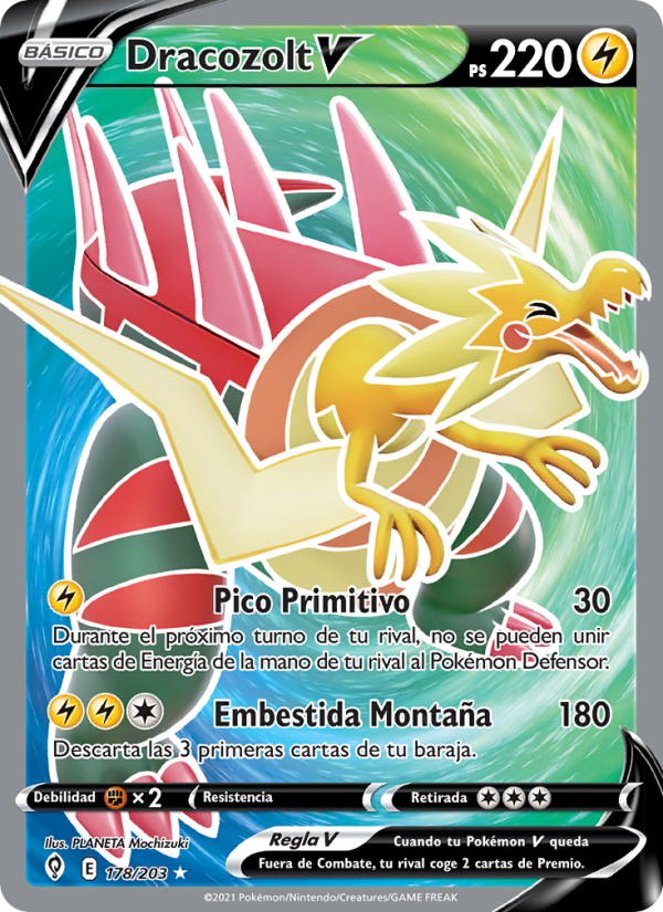 Dracozolt V 178 — Evolving Skies (Spanish Pokémon TCG card)
