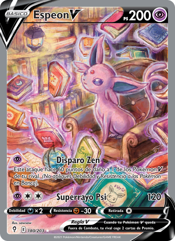 Espeon V 180 — Evolving Skies (Spanish Pokémon TCG card)