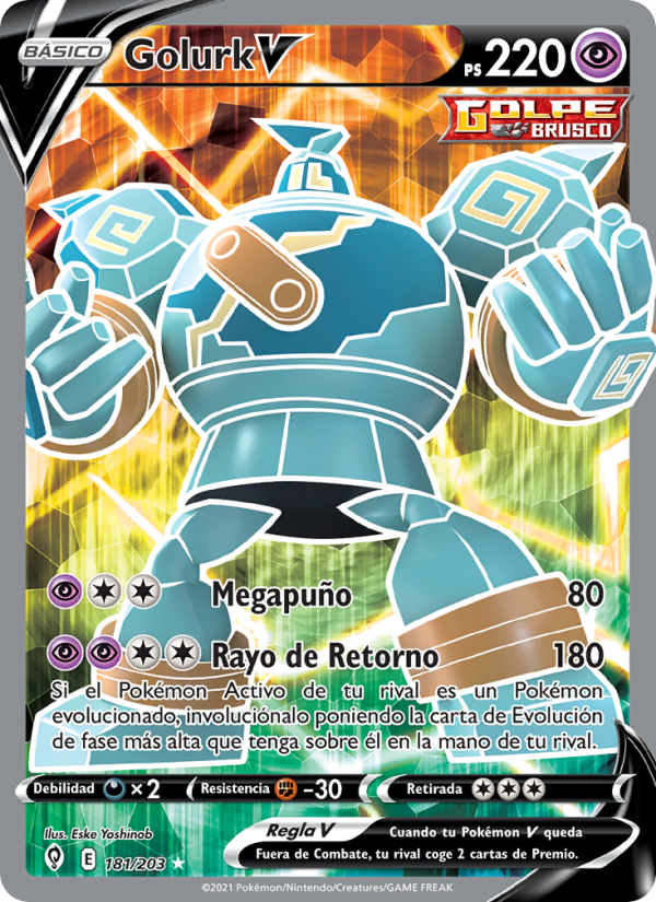 Golurk V 181 — Evolving Skies (Spanish Pokémon TCG card)