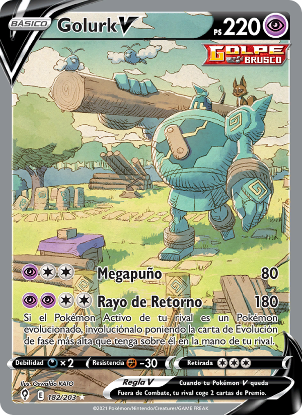 Golurk V 182 — Evolving Skies (Spanish Pokémon TCG card)