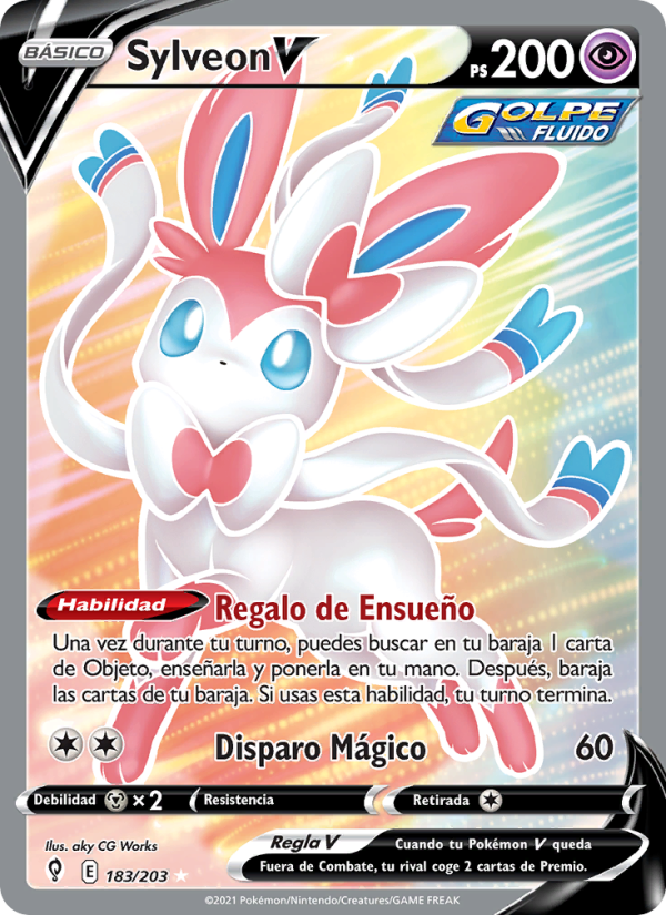 Sylveon V 183 — Evolving Skies (Spanish Pokémon TCG card)