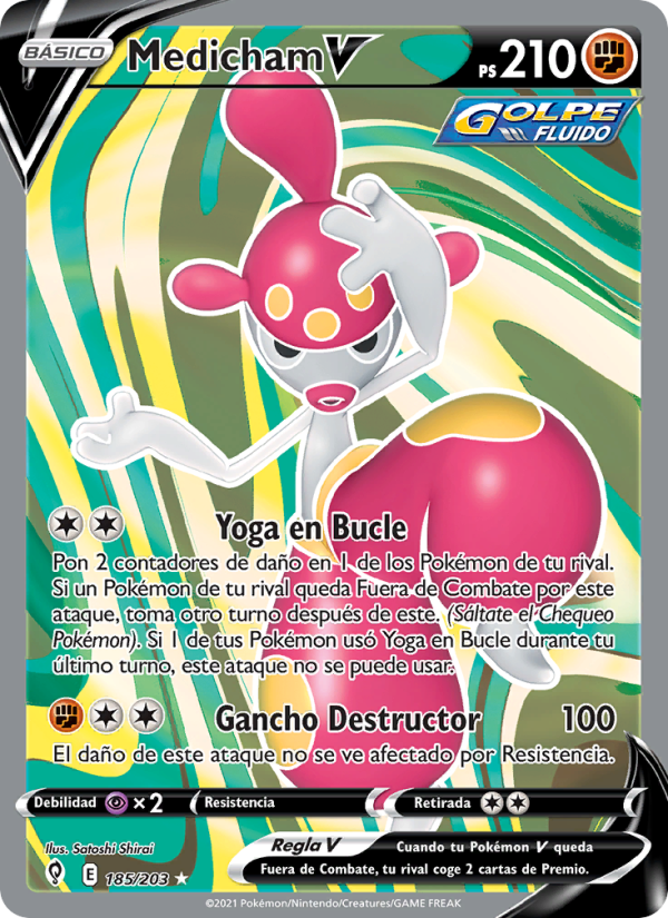 Medicham V 185 — Evolving Skies (Spanish Pokémon TCG card)