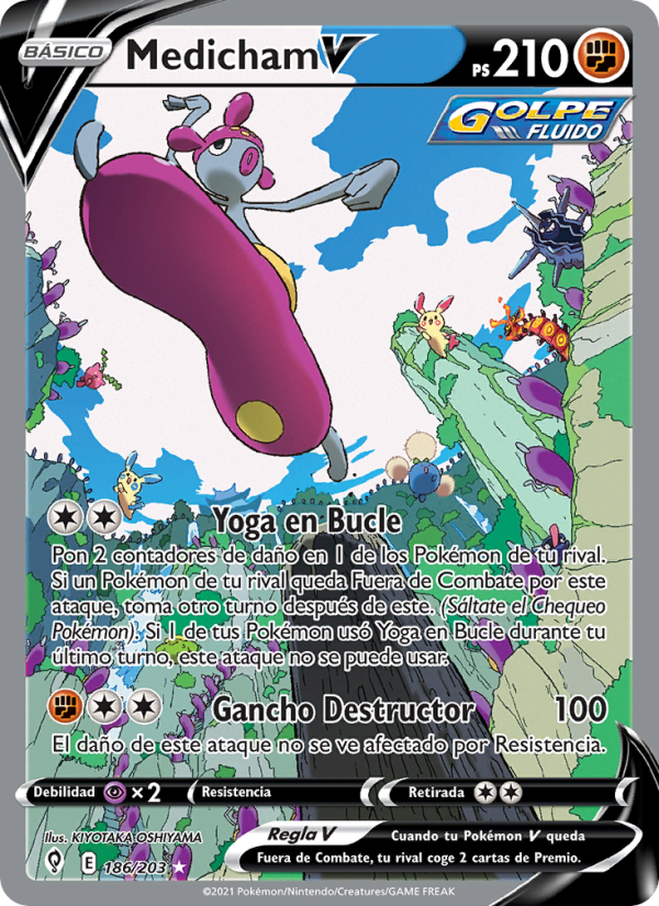 Medicham V 186 — Evolving Skies (Spanish Pokémon TCG card)