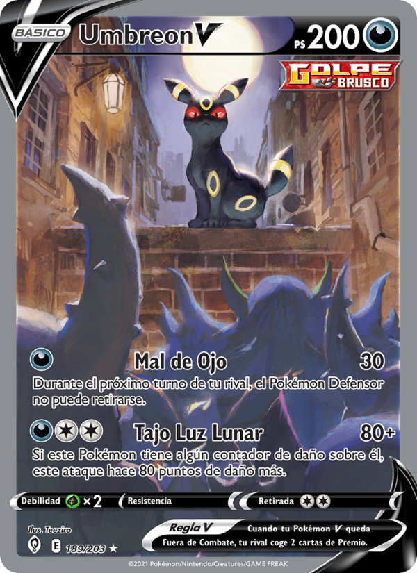 Umbreon V 189 — Evolving Skies (Spanish Pokémon TCG card)
