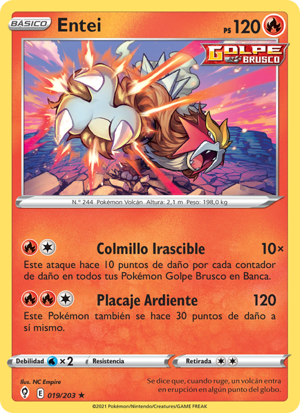 Entei 19 — Evolving Skies (Spanish Pokémon TCG card)