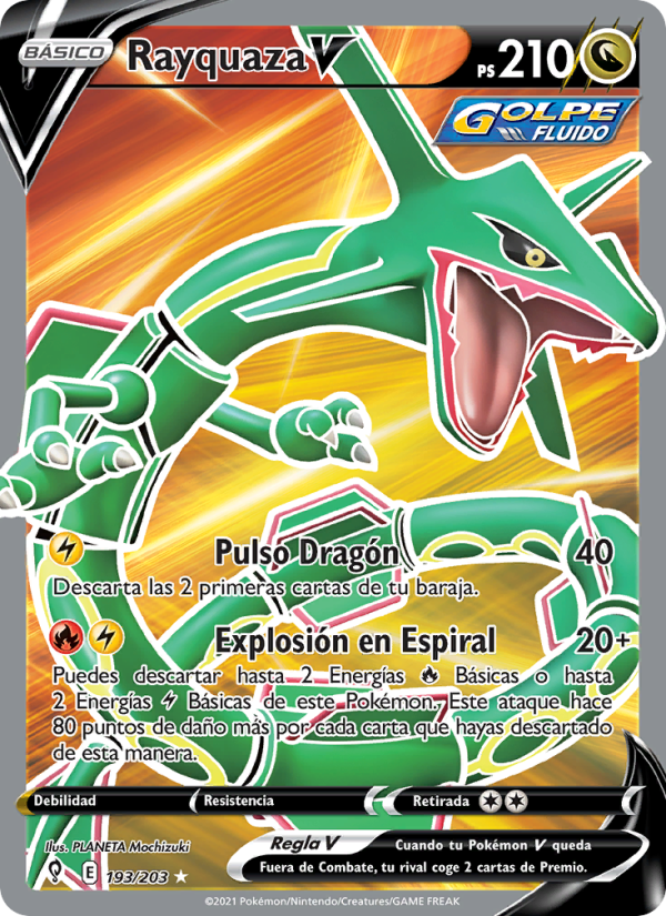 Rayquaza V 193 — Evolving Skies (Spanish Pokémon TCG card)