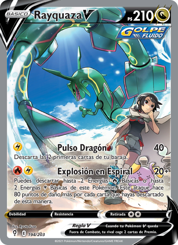 Rayquaza V 194 — Evolving Skies (Spanish Pokémon TCG card)