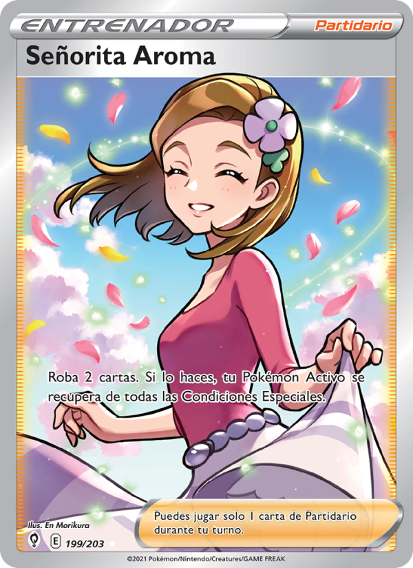 Señorita Aroma 199 — Evolving Skies (Spanish Pokémon TCG card)