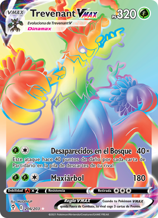 Trevenant VMAX 206 — Evolving Skies (Spanish Pokémon TCG card)