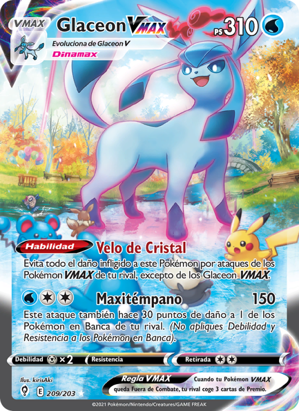 Glaceon VMAX 209 — Evolving Skies (Spanish Pokémon TCG card)