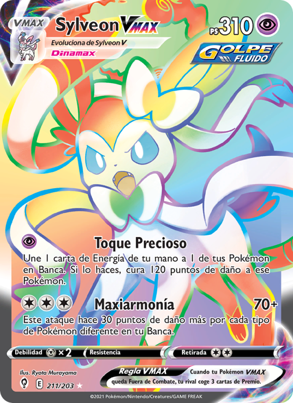 Sylveon VMAX 211 — Evolving Skies (Spanish Pokémon TCG card)