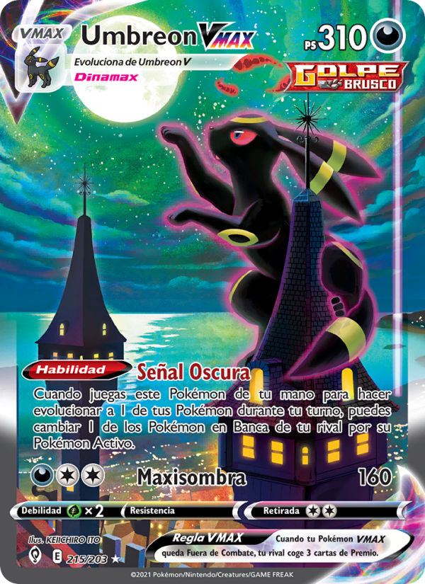Umbreon VMAX 215 — Evolving Skies (Spanish Pokémon TCG card)