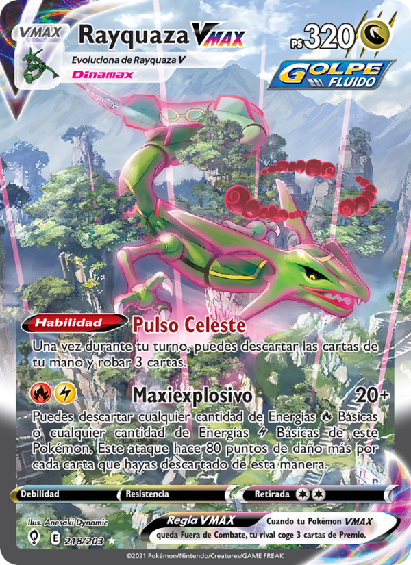 Rayquaza VMAX 218 — Evolving Skies (Spanish Pokémon TCG card)