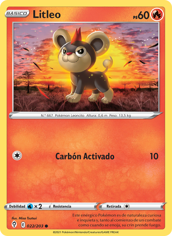 Litleo 22 — Evolving Skies (Spanish Pokémon TCG card)