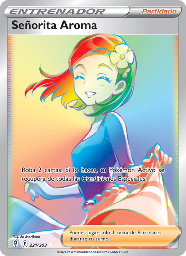 Señorita Aroma 221 — Evolving Skies (Spanish Pokémon TCG card)