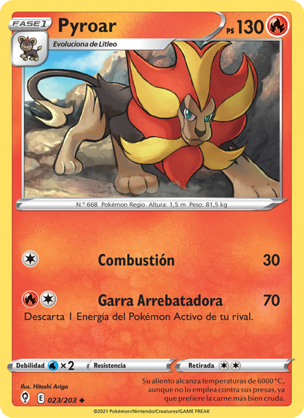 Pyroar 23 — Evolving Skies (Spanish Pokémon TCG card)