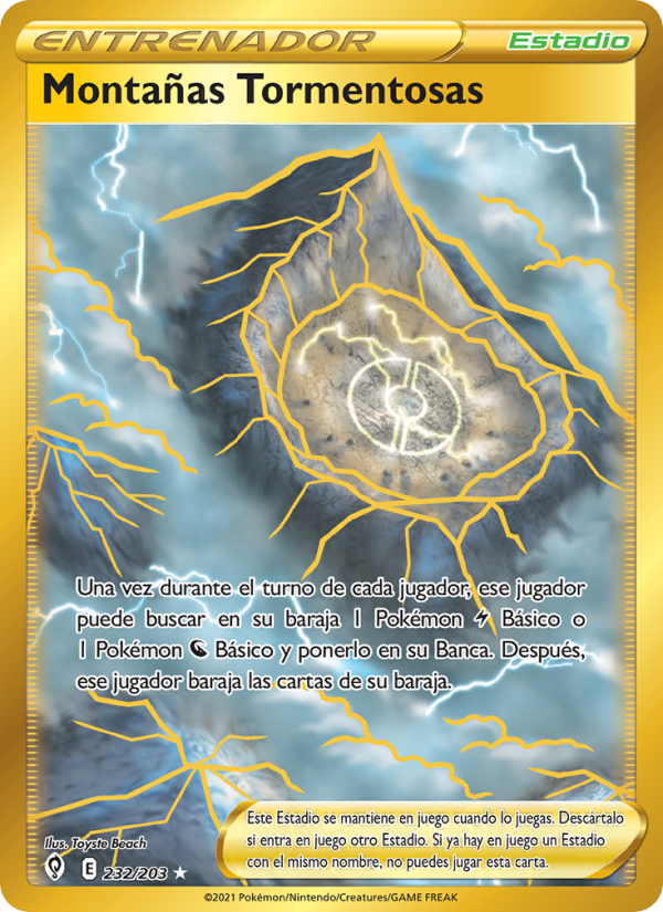 Montañas Tormentosas 232 — Evolving Skies (Spanish Pokémon TCG card)