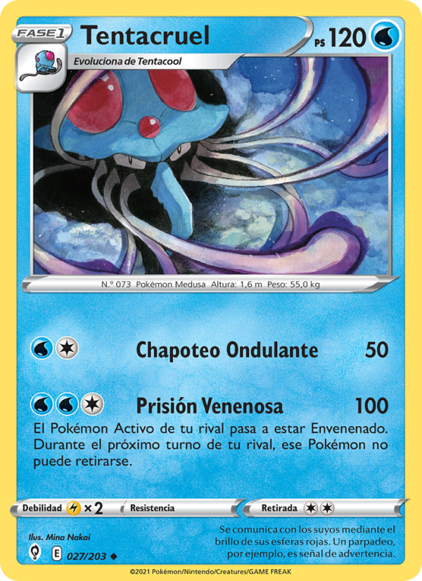Tentacruel 27 — Evolving Skies (Spanish Pokémon TCG card)